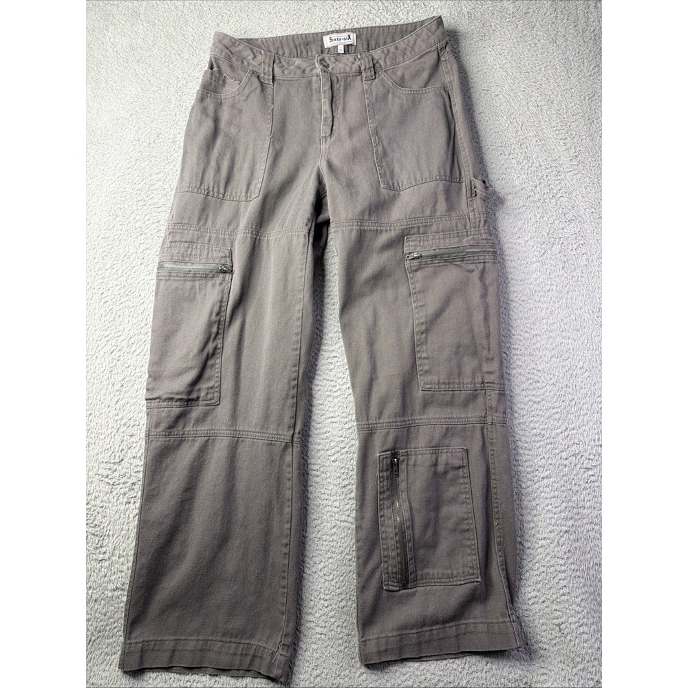 Sixty-six Cargo Pants 32x29 Grey Gorpcore Y2K Wide Leg Cotton